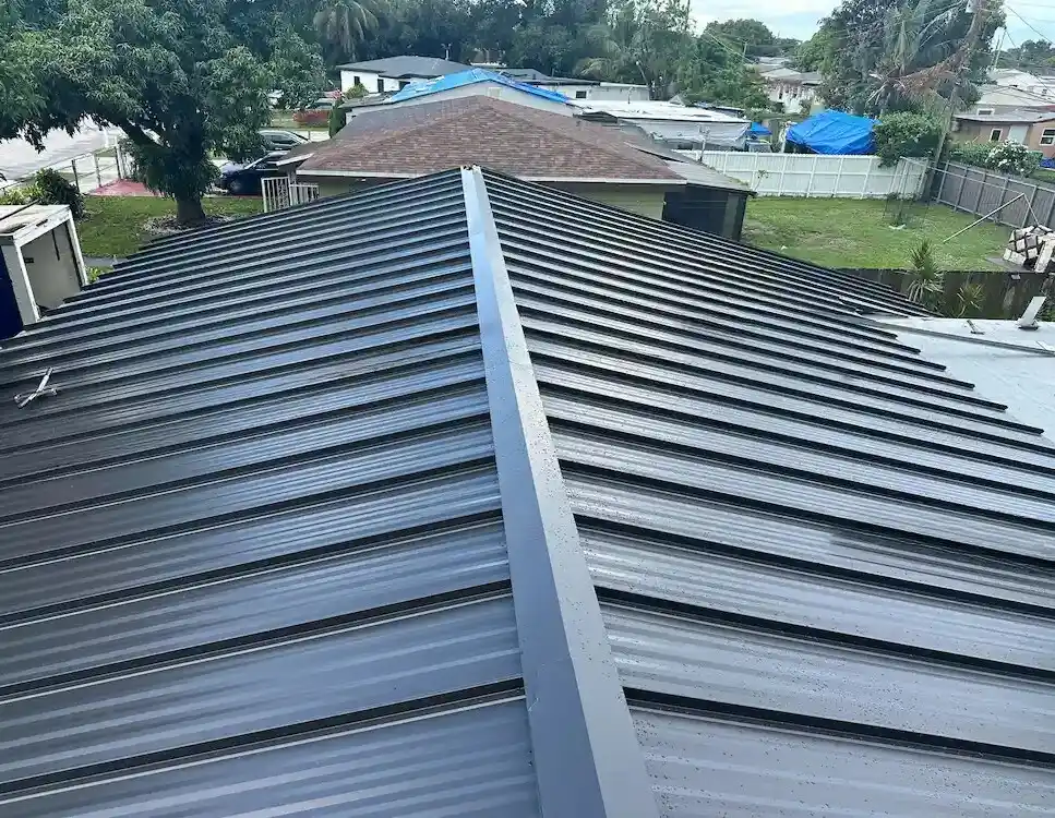 Completed black metal roof installation- NF Home Improvements
